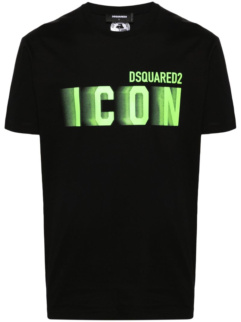 Black Icon Blur Cotton T-shirt
