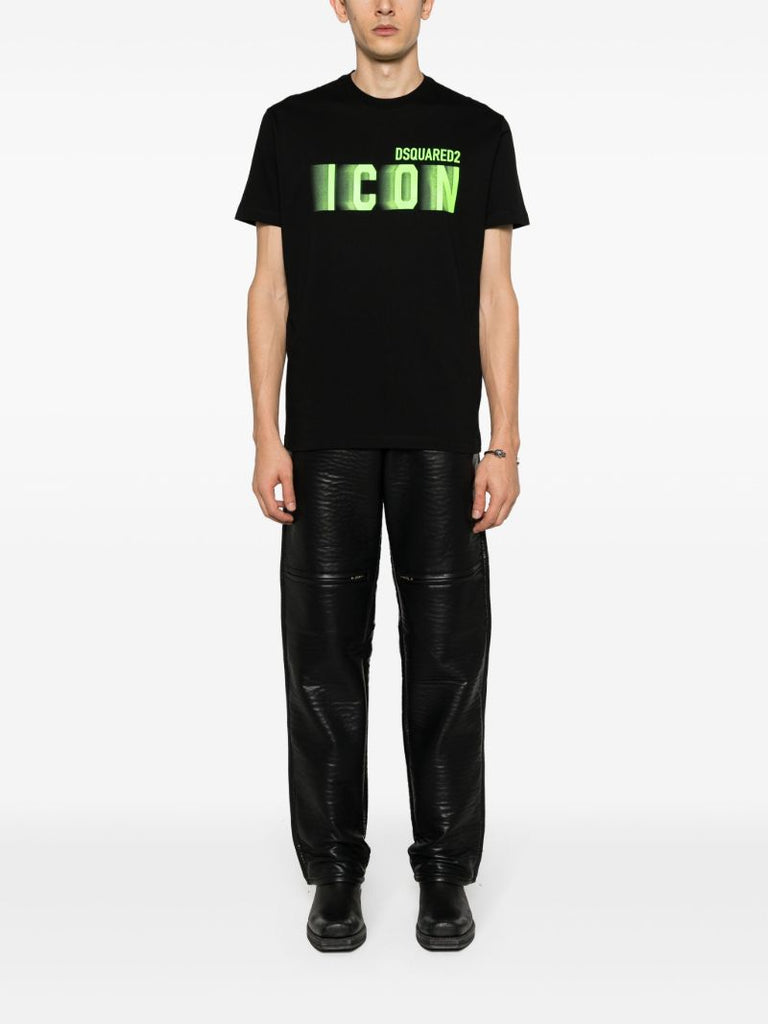 Black Icon Blur Cotton T-shirt