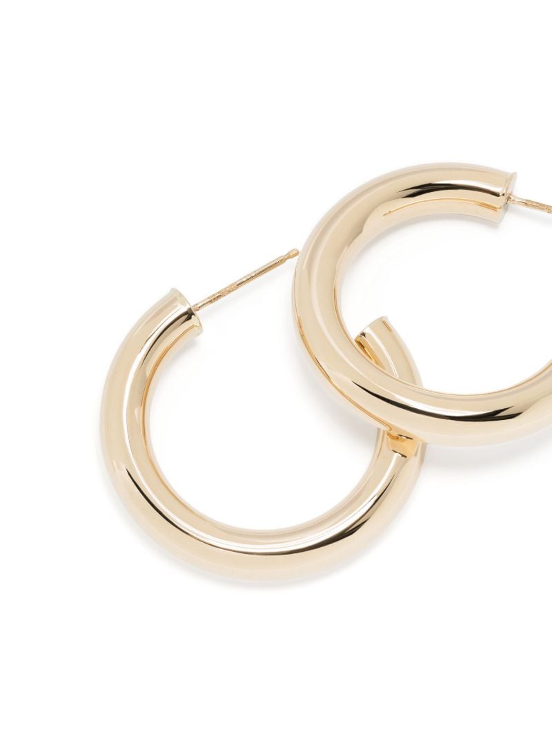 14k Gold Hollow Tube Medium Hoop Earrings