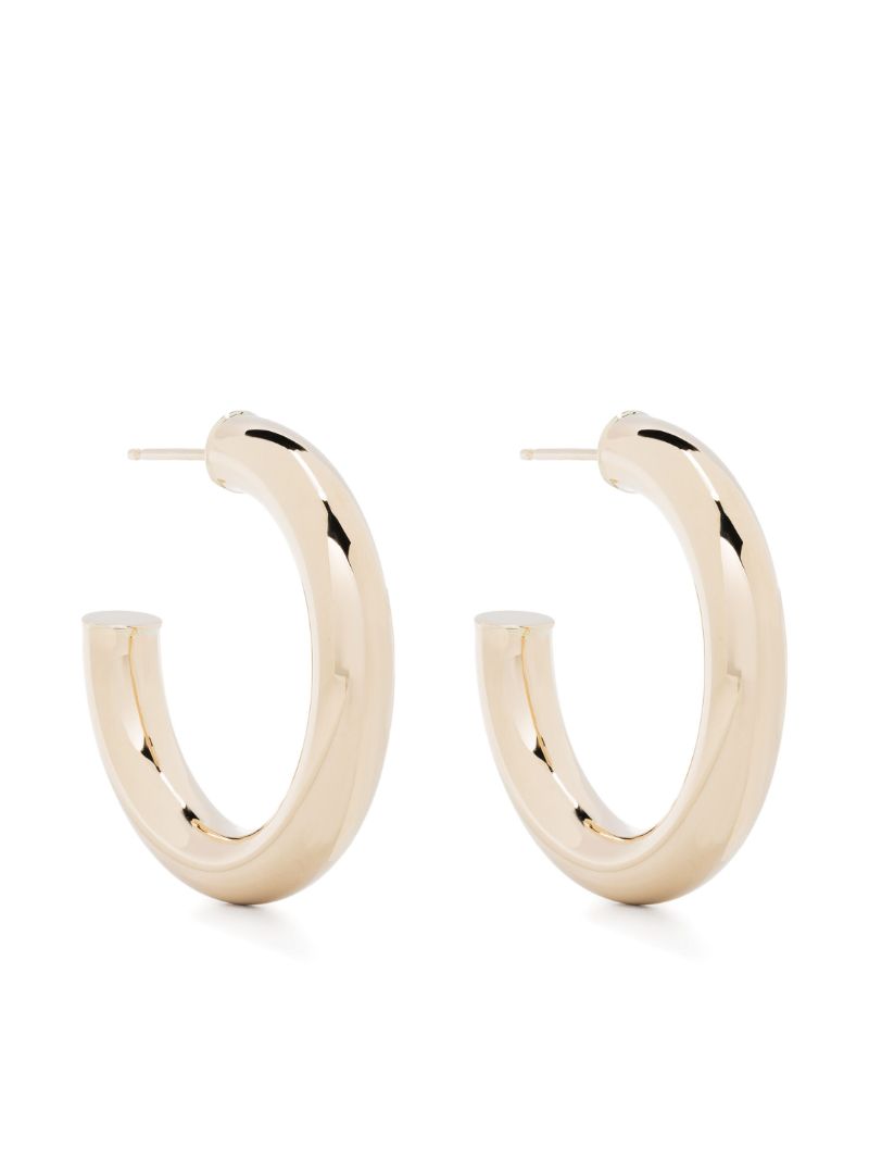 14k Gold Hollow Tube Medium Hoop Earrings