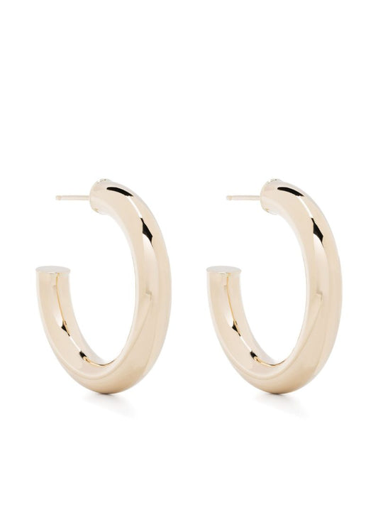 14k Gold Hollow Tube Medium Hoop Earrings