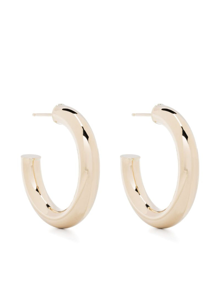14k Gold Hollow Tube Medium Hoop Earrings