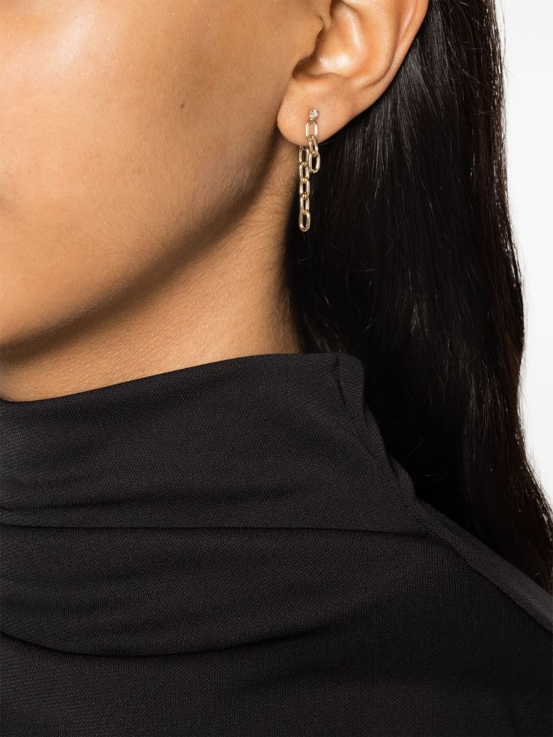 14k Yellow Gold Chain Diamond Drop Earrings