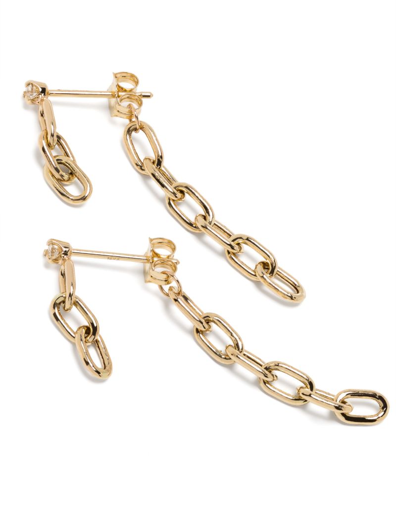 14k Yellow Gold Chain Diamond Drop Earrings