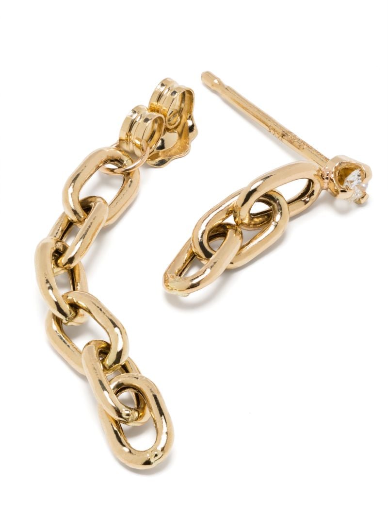 14k Yellow Gold Chain Diamond Drop Earrings