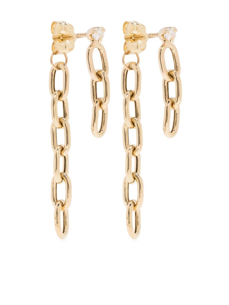 14k Yellow Gold Chain Diamond Drop Earrings