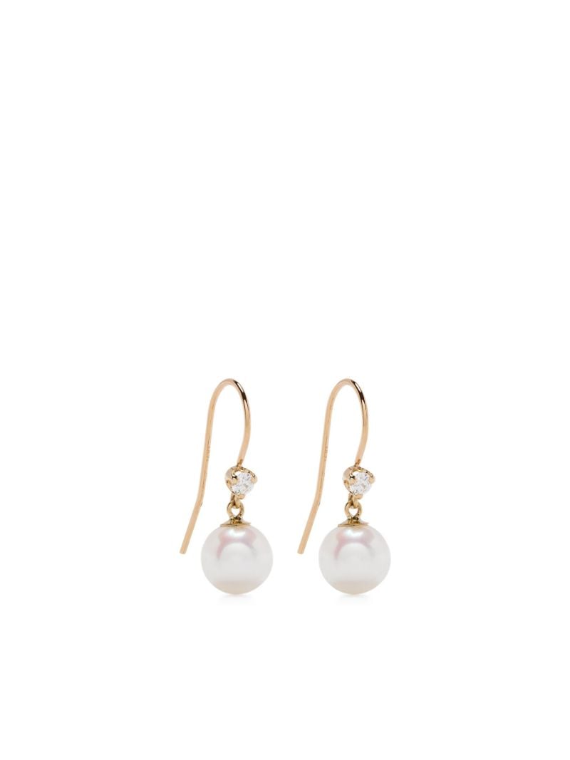 14k Yellow Gold Diamond and Pearl Earrings