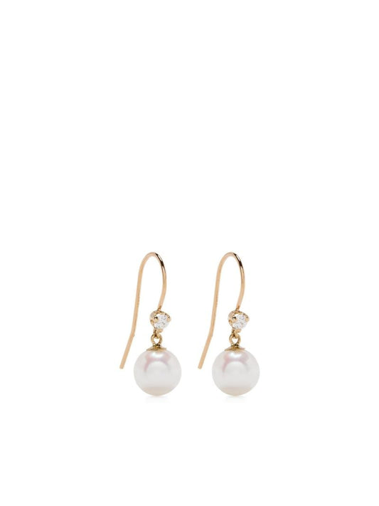 14k Yellow Gold Diamond and Pearl Earrings