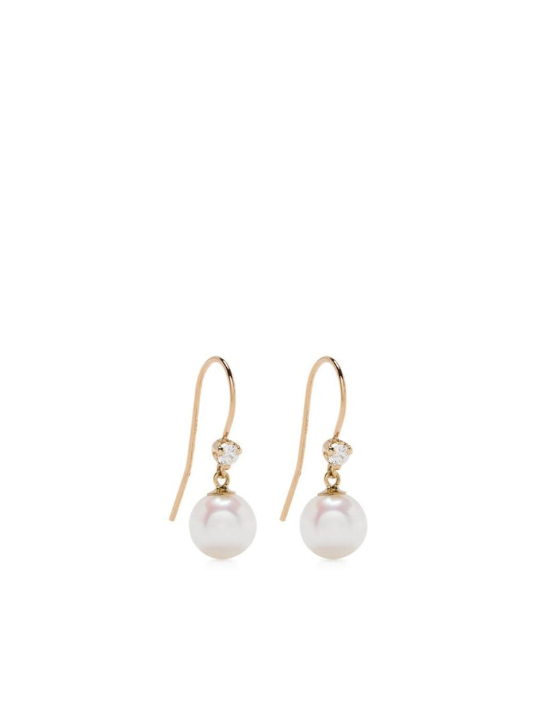 14k Yellow Gold Diamond and Pearl Earrings