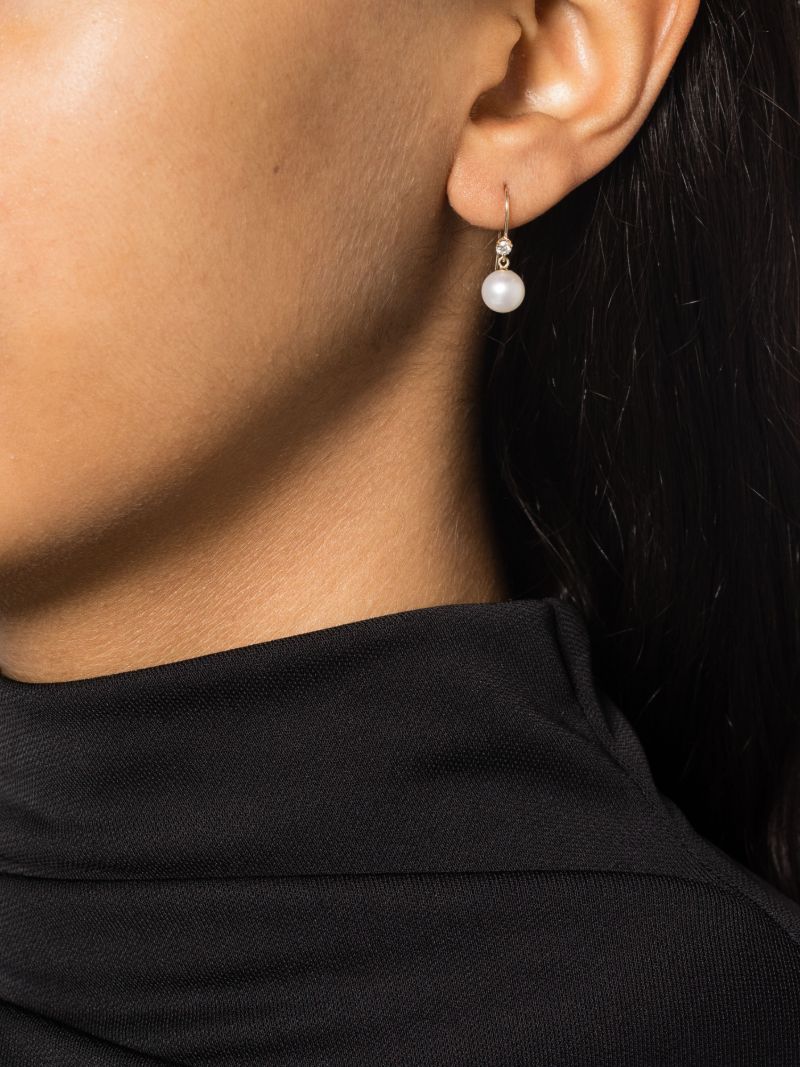 14k Yellow Gold Diamond and Pearl Earrings