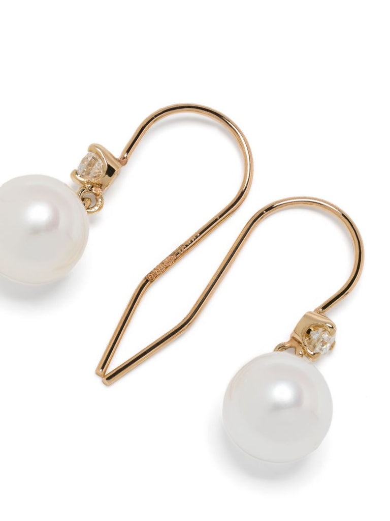 14k Yellow Gold Diamond and Pearl Earrings