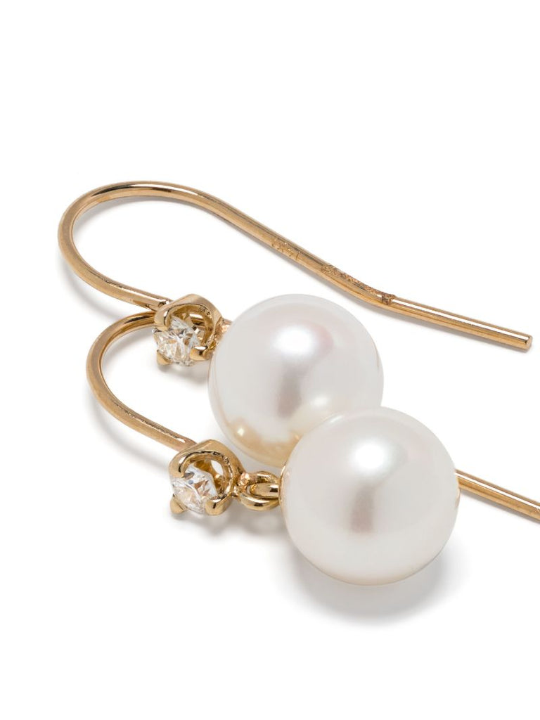 14k Yellow Gold Diamond and Pearl Earrings