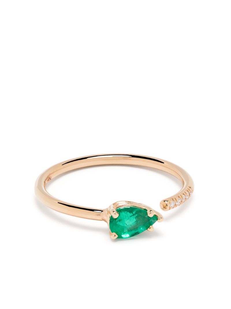 14k Yellow Gold Emerald and Diamond Ring