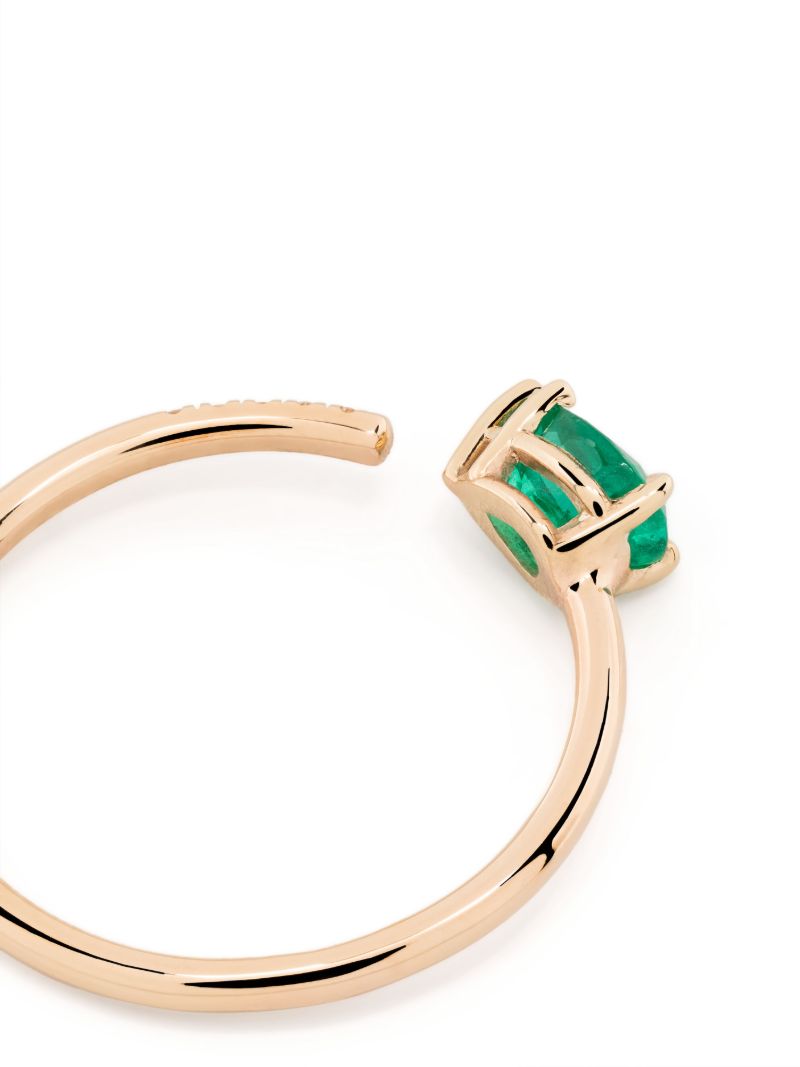 14k Yellow Gold Emerald and Diamond Ring