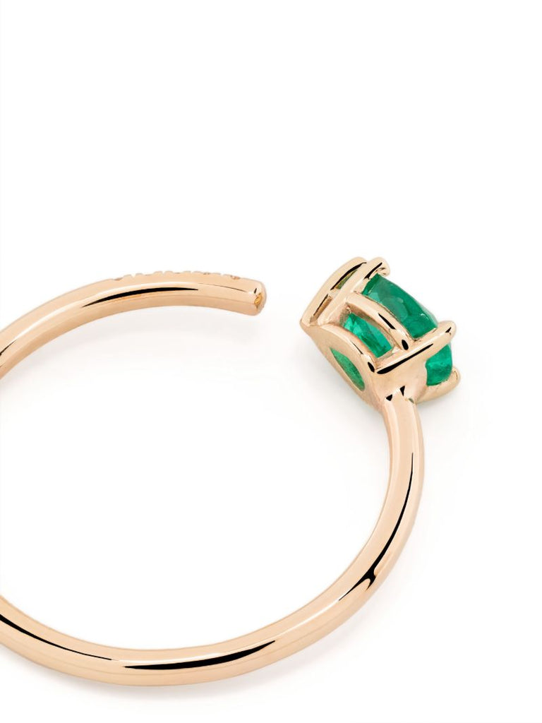 14k Yellow Gold Emerald and Diamond Ring