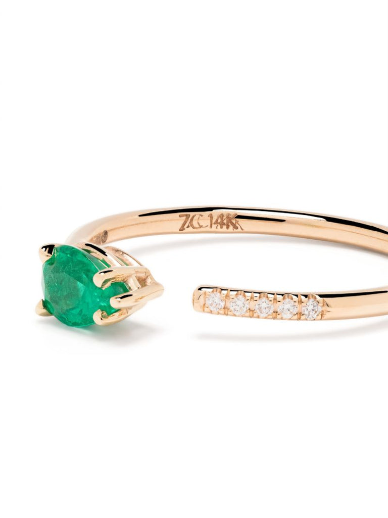 14k Yellow Gold Emerald and Diamond Ring