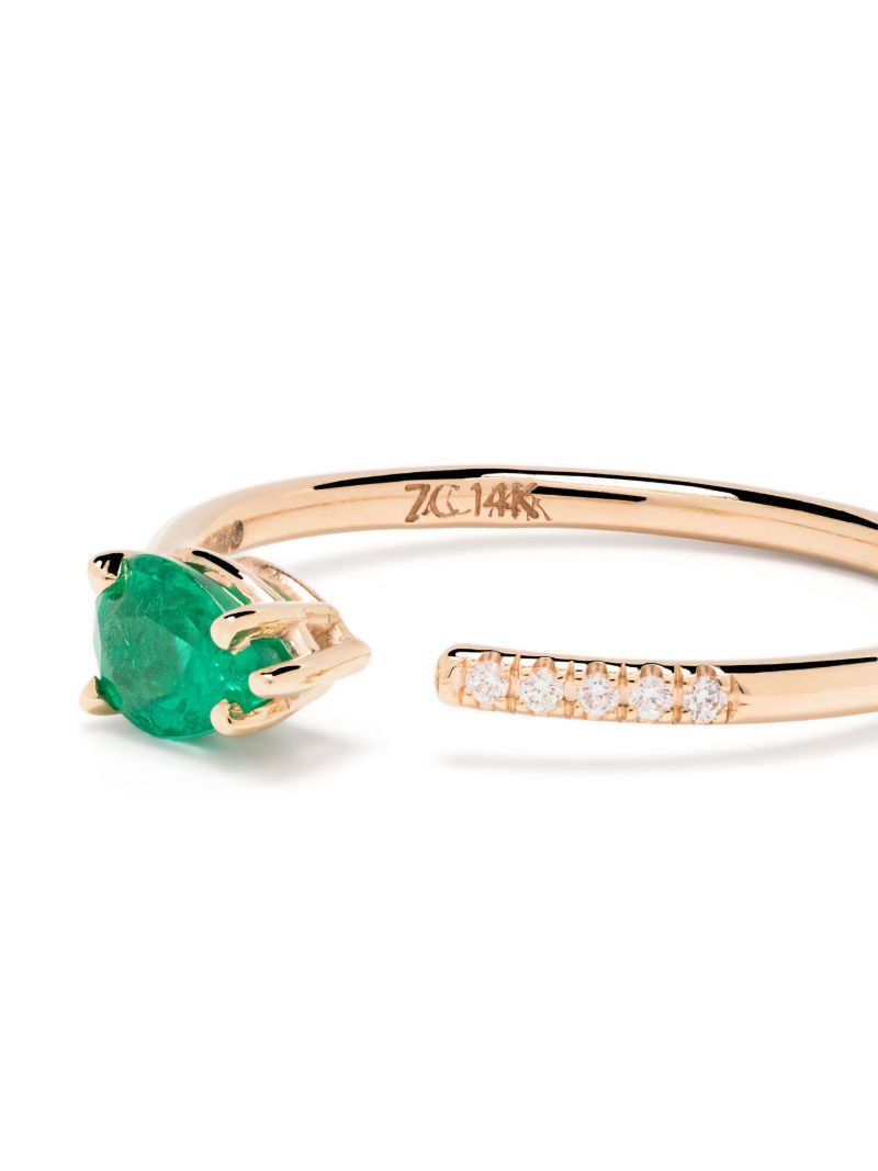 14k Yellow Gold Emerald and Diamond Ring