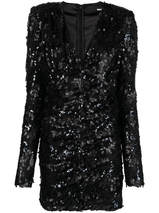 Black Sequin Embellished Mini Dress