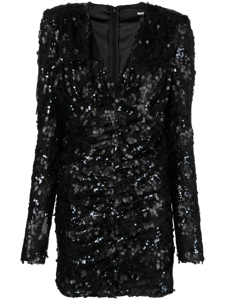 Black Sequin Embellished Mini Dress