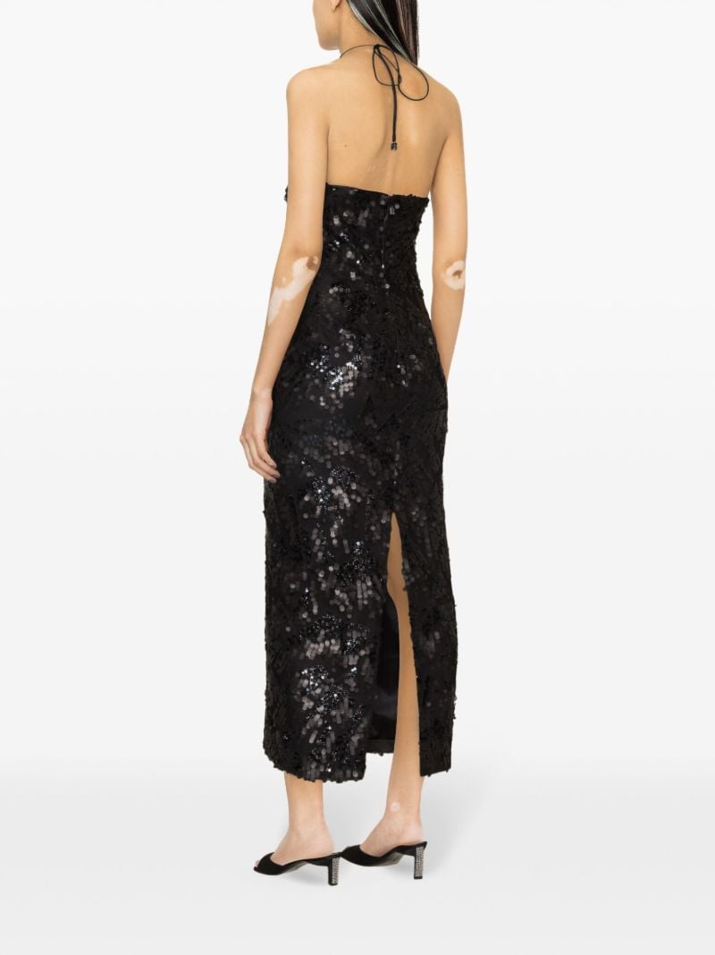 Black Sequin Halterneck Midi Dress