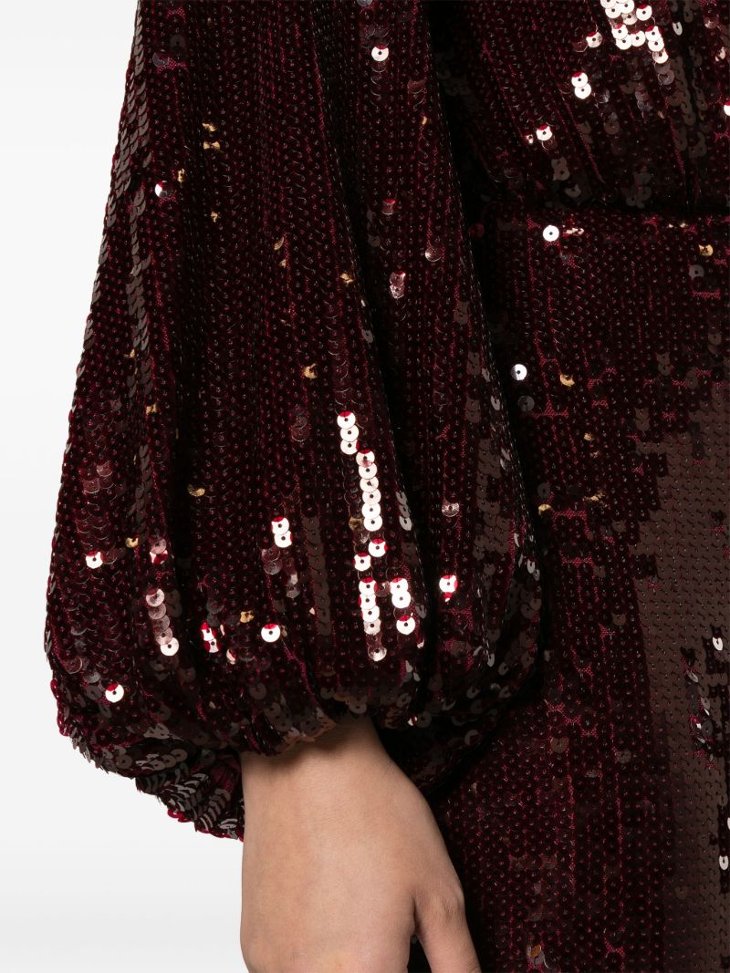Red Sequin Embellished Maxi Dress