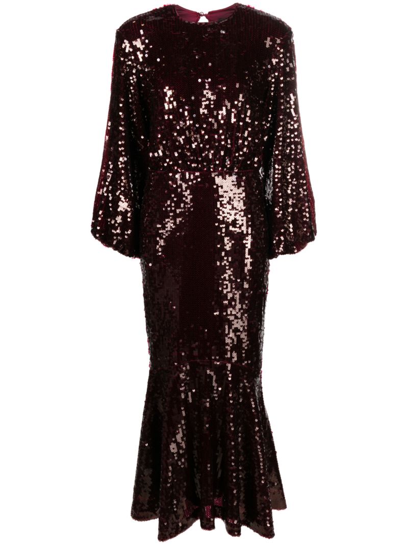 Red Sequin Embellished Maxi Dress