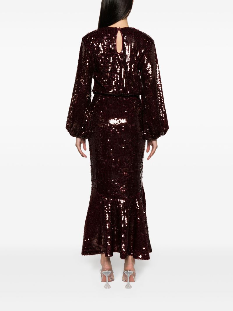 Red Sequin Embellished Maxi Dress
