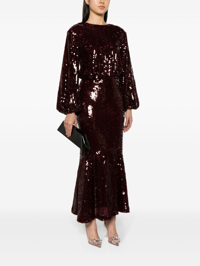 Red Sequin Embellished Maxi Dress