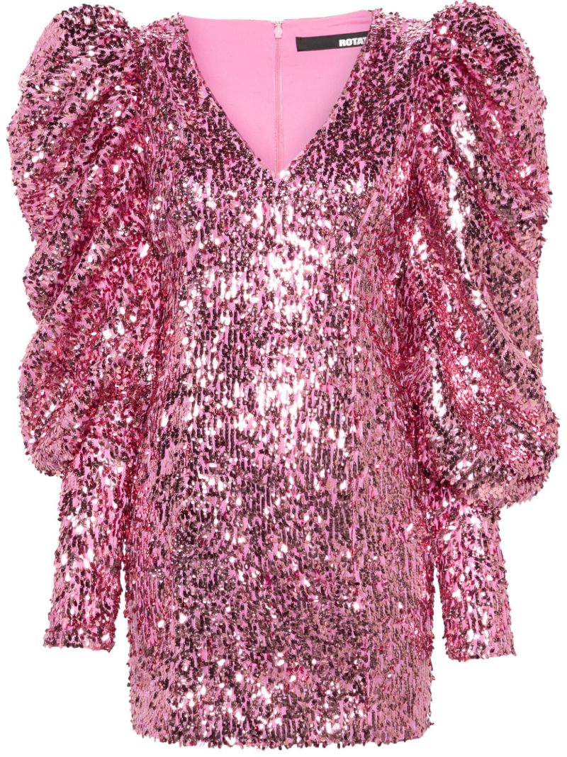 Pink Sequin-embellished Mini Dress