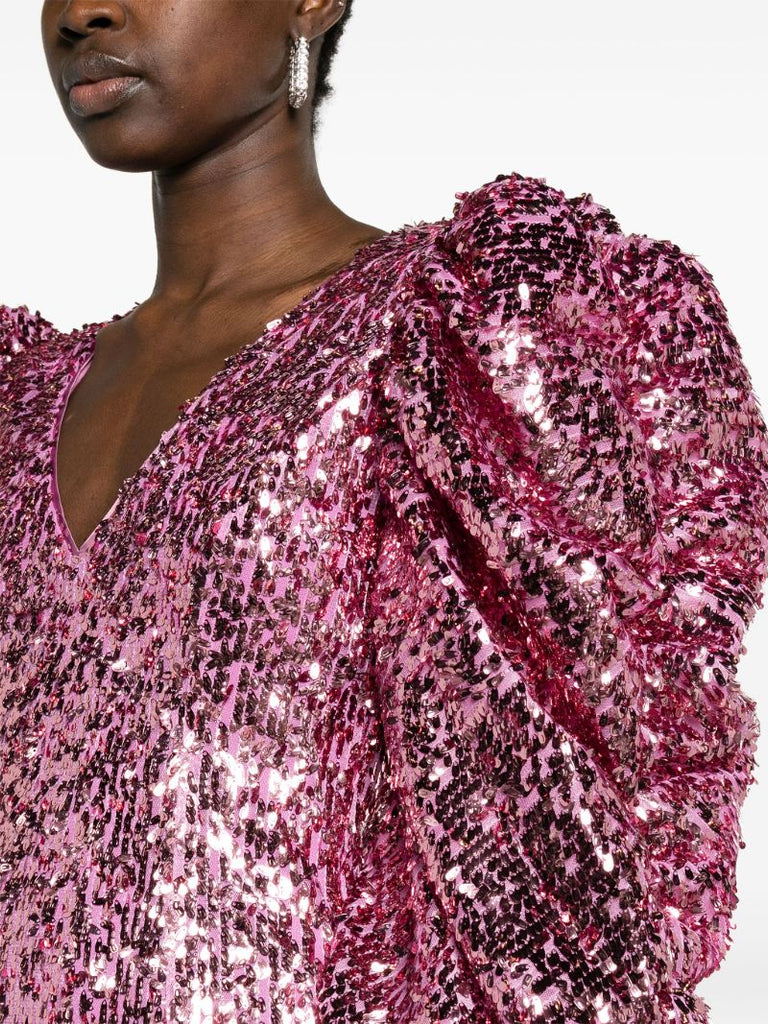 Pink Sequin-embellished Mini Dress