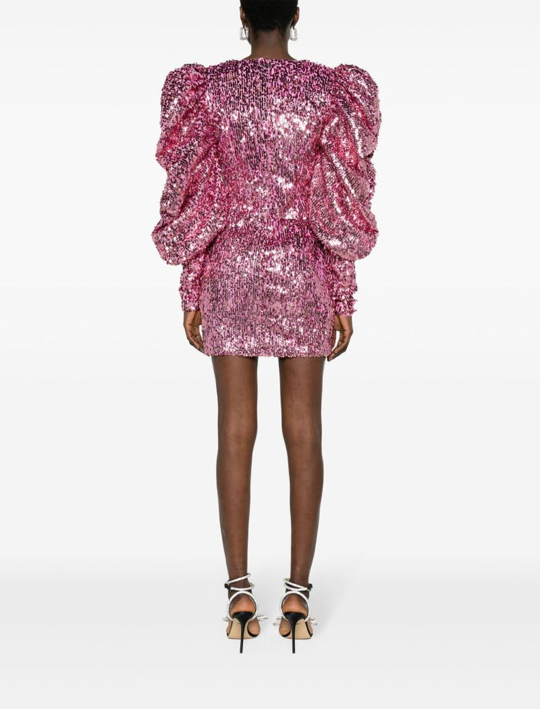Pink Sequin-embellished Mini Dress