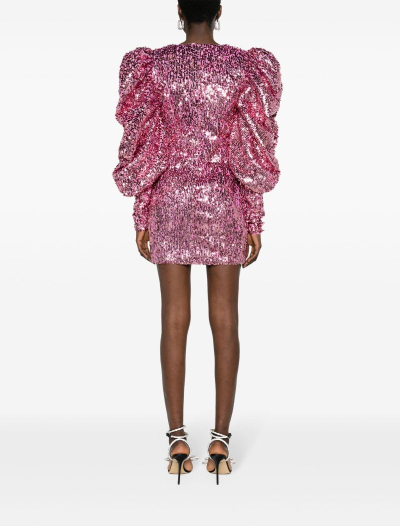 Pink Sequin-embellished Mini Dress
