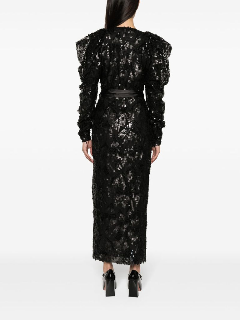 Black Sequin Embellished Midi Dress