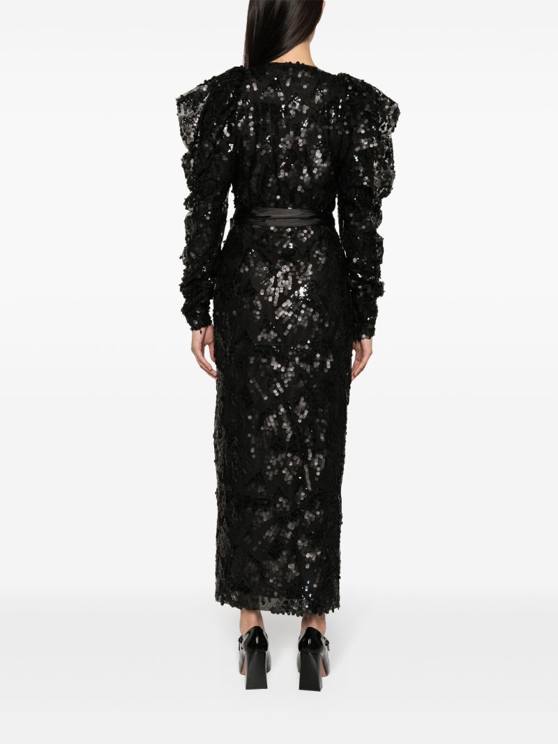 Black Sequin Embellished Midi Dress