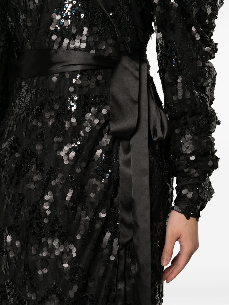 Black Sequin Embellished Midi Dress
