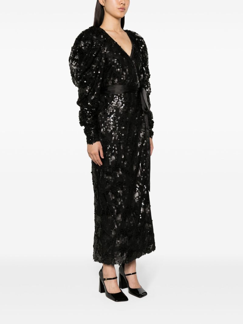 Black Sequin Embellished Midi Dress