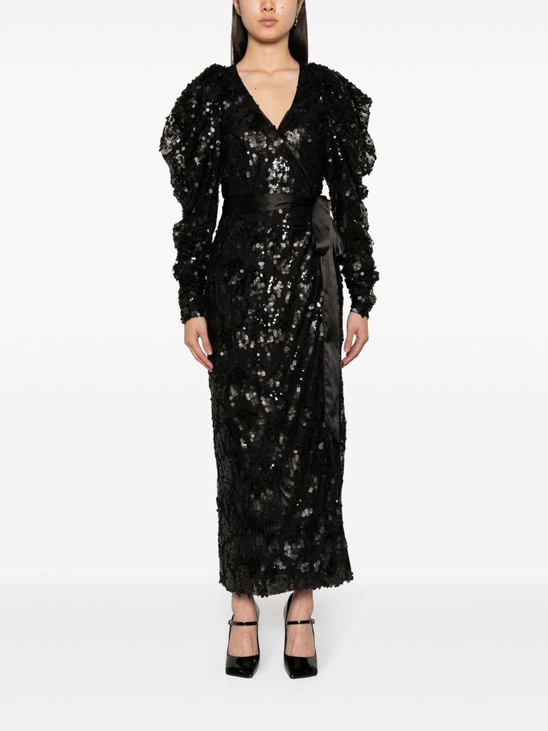 Black Sequin Embellished Midi Dress