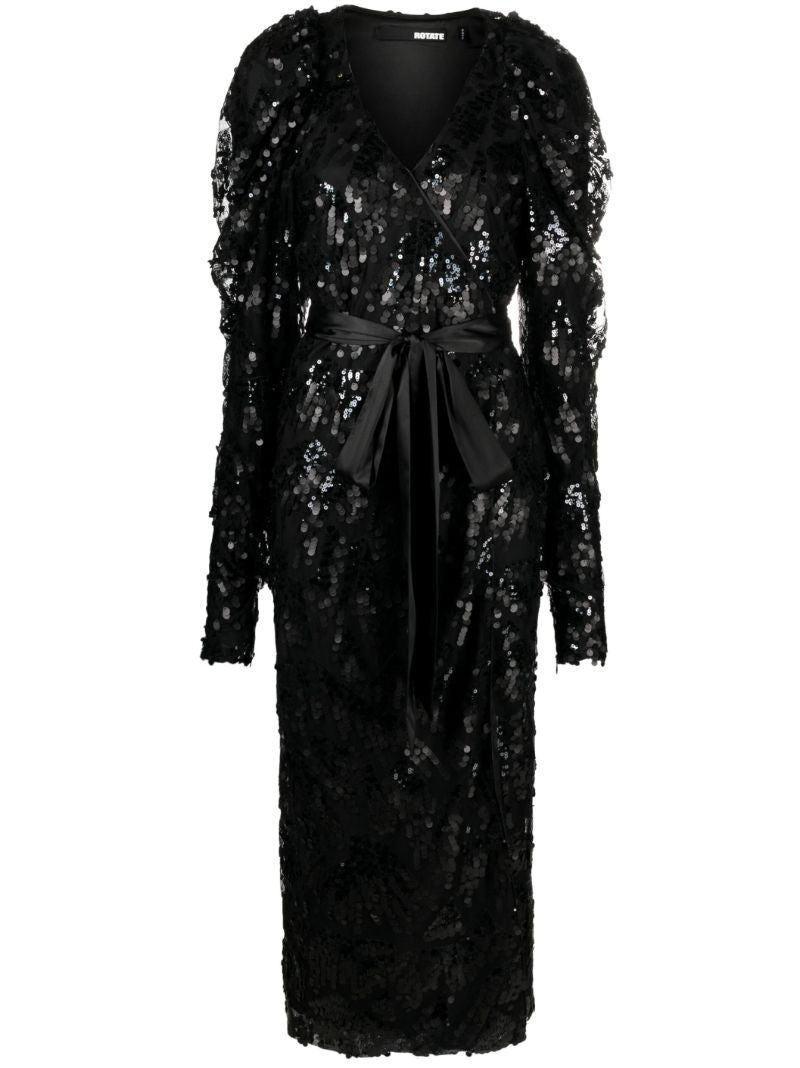 Black Sequin Embellished Midi Dress
