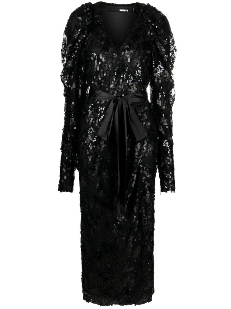 Black Sequin Embellished Midi Dress