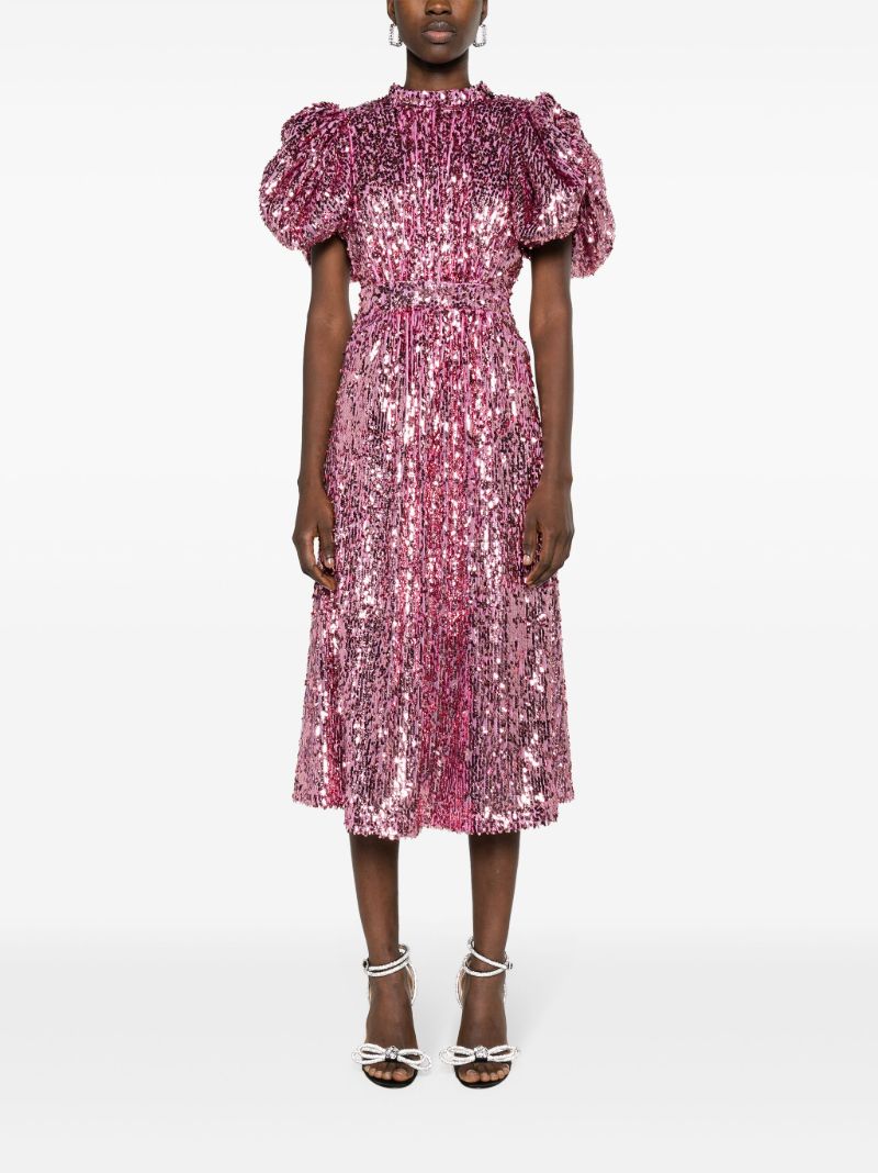 Pink Sequin-embellished Midi Dress