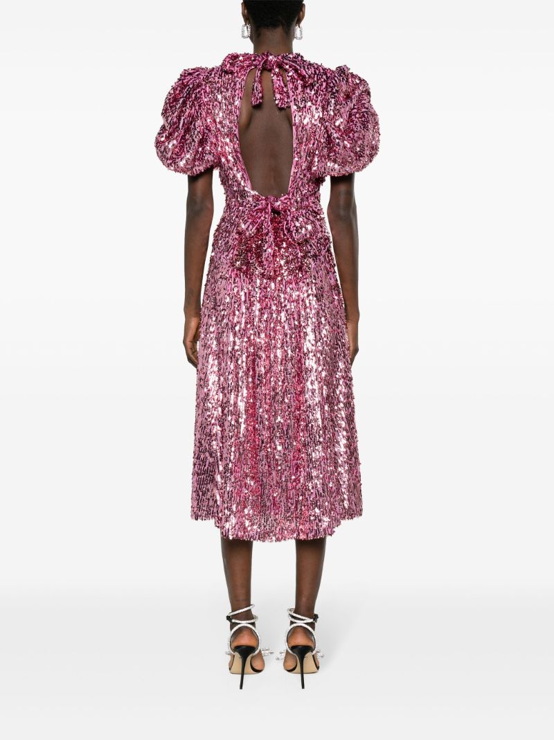 Pink Sequin-embellished Midi Dress