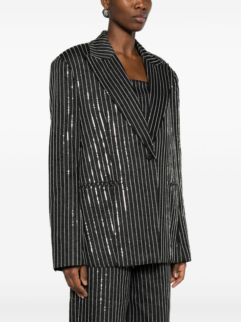 Black Sequin Embellished Denim Blazer