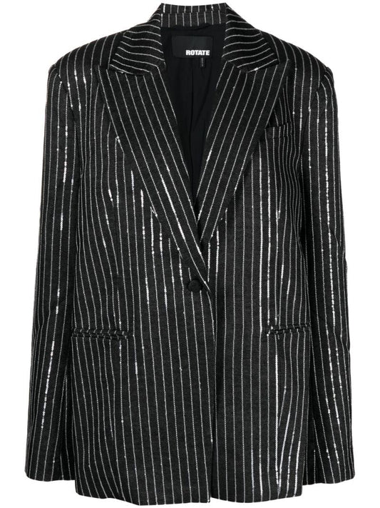 Black Sequin Embellished Denim Blazer