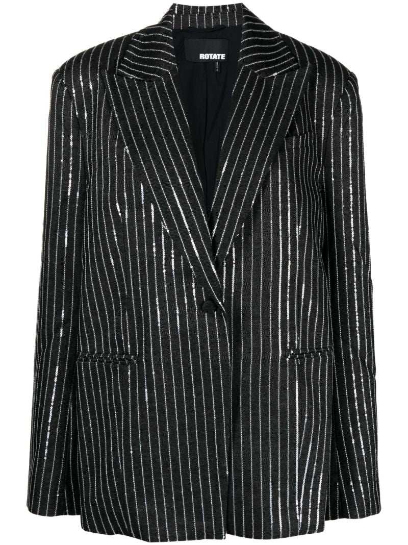 Black Sequin Embellished Denim Blazer