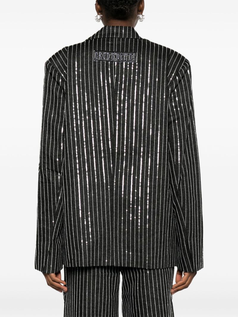 Black Sequin Embellished Denim Blazer