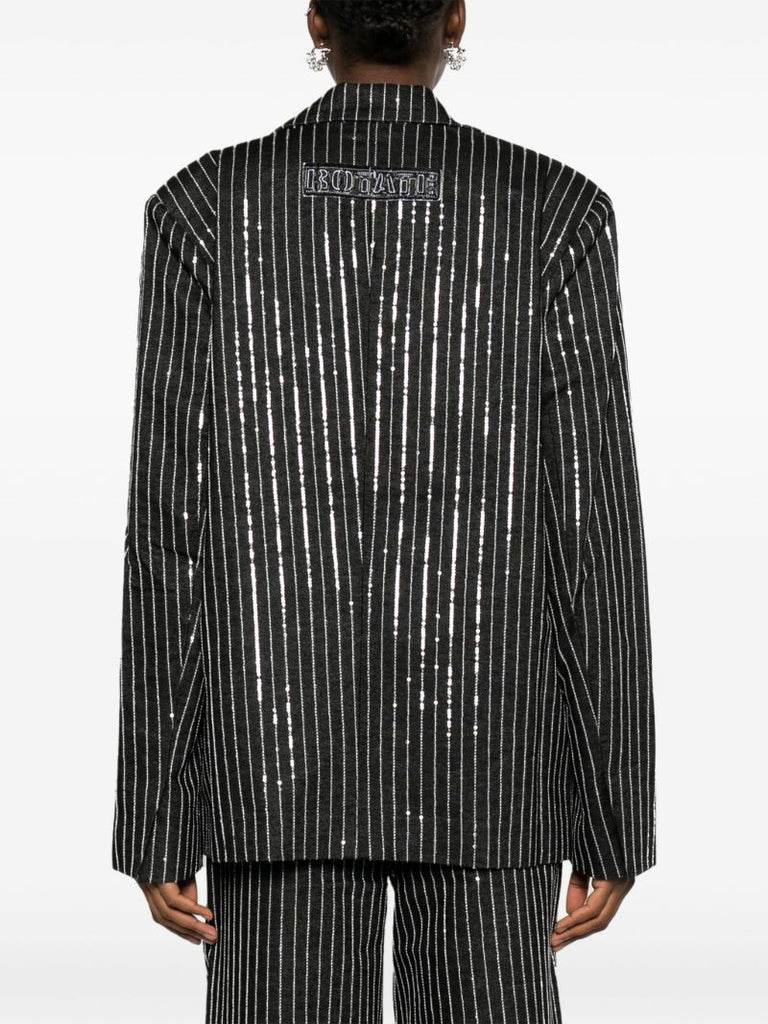 Black Sequin Embellished Denim Blazer