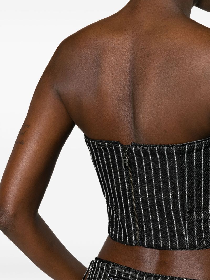 Black Sequin Embellished Denim Strapless Top
