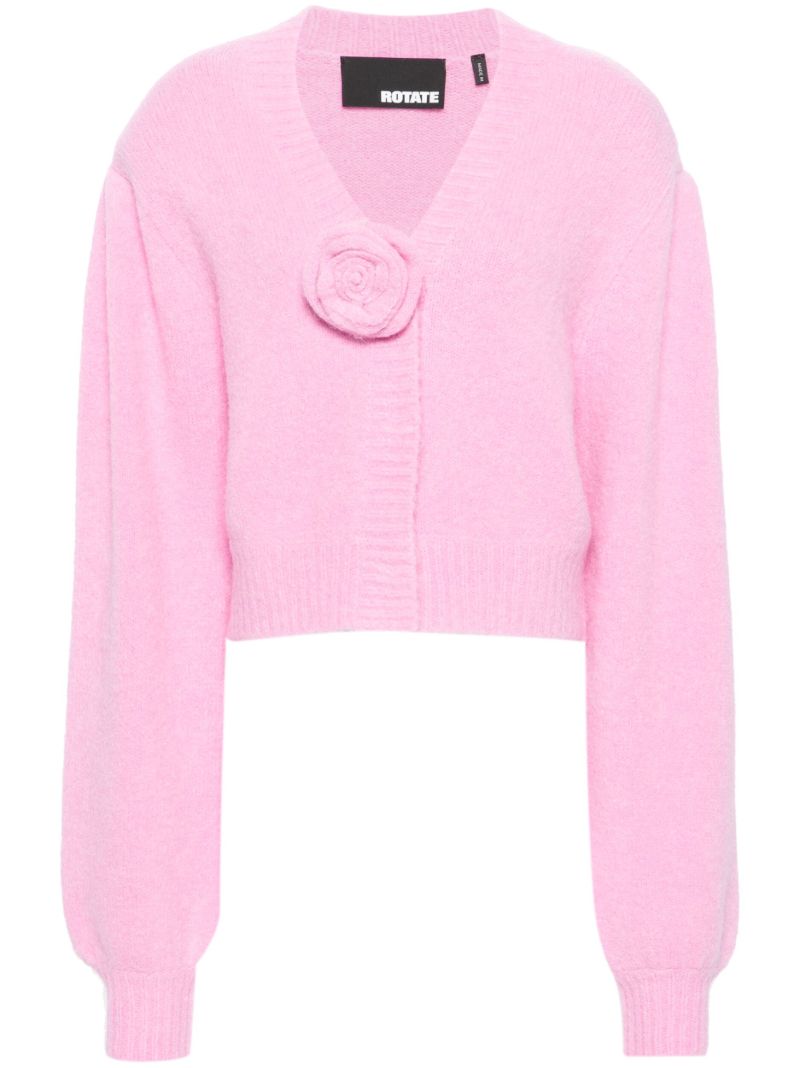 Pink Floral-appliquÃ_x0083_Â© Cardigan