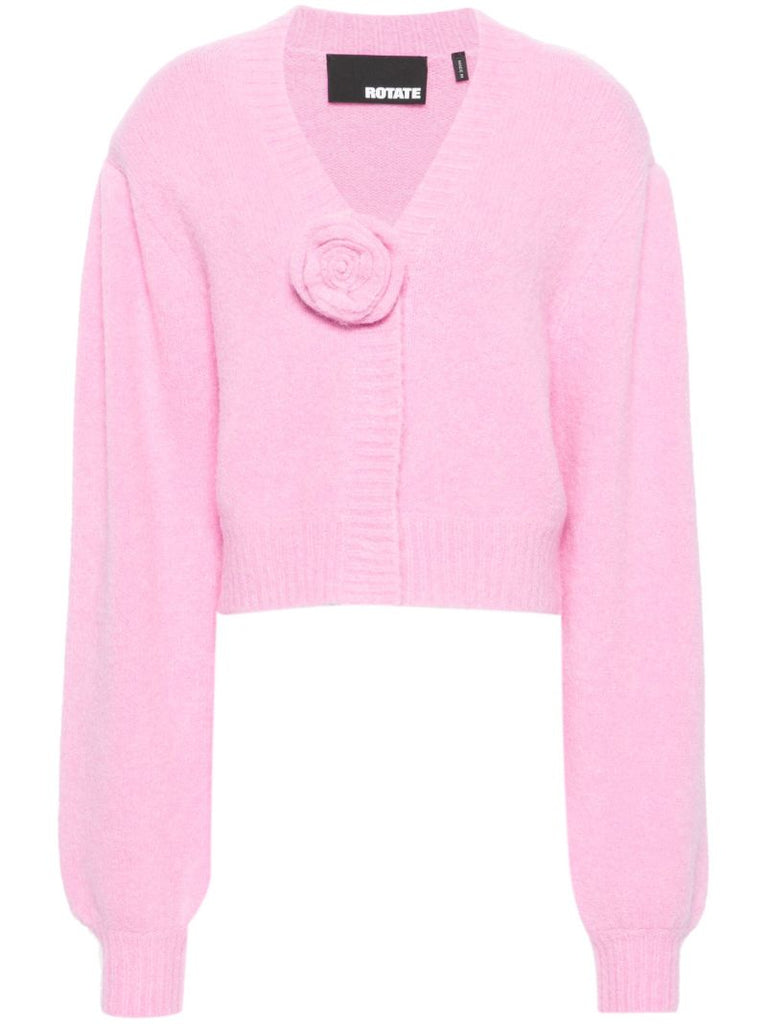 Pink Floral-appliquÃ_x0083_Â© Cardigan