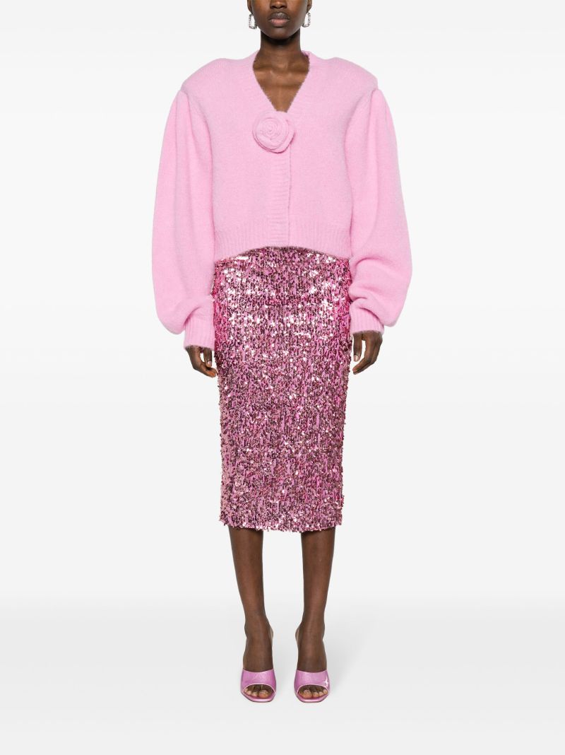 Pink Floral-appliquÃ_x0083_Â© Cardigan